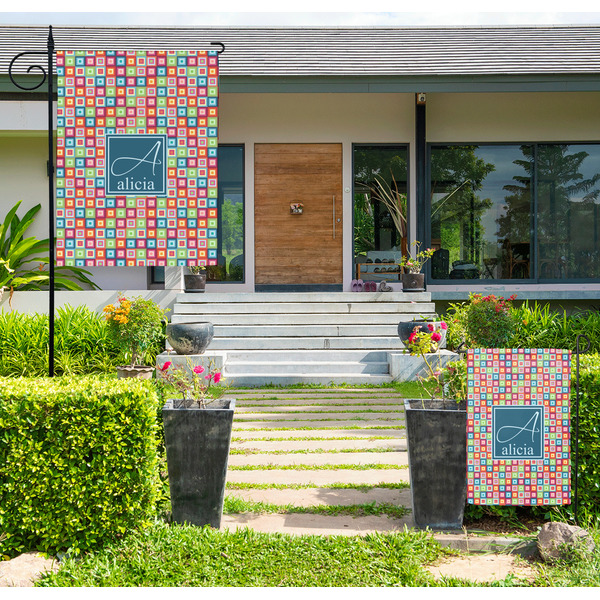 Retro Squares Large Garden Flag - LIFESTYLE