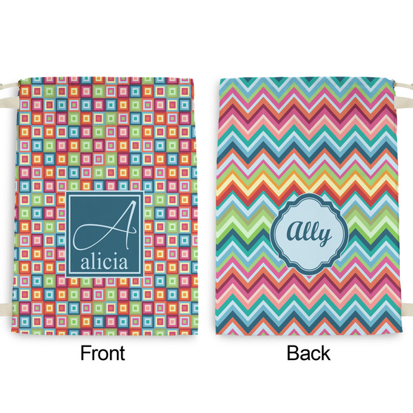 Retro Squares Large Laundry Bag - Front & Back View