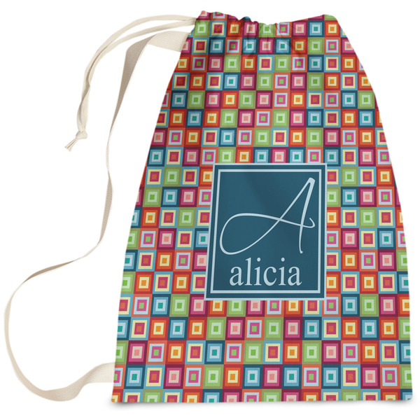 Custom Retro Squares Laundry Bag - Large (Personalized)