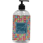Retro Squares Plastic Soap / Lotion Dispenser (16 oz - Large - Black) (Personalized)