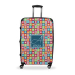 Retro Squares Suitcase - 28" Large - Checked w/ Name and Initial