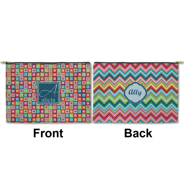 Retro Squares Large Zipper Pouch Approval (Front and Back)