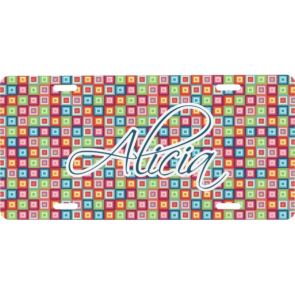 Custom Retro Squares Front License Plate (Personalized)