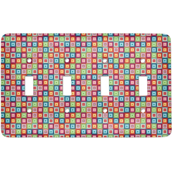 Custom Retro Squares Light Switch Cover (4 Toggle Plate)