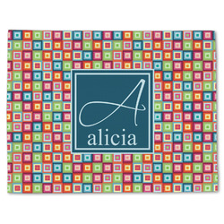 Retro Squares Single-Sided Linen Placemat - Single w/ Name and Initial