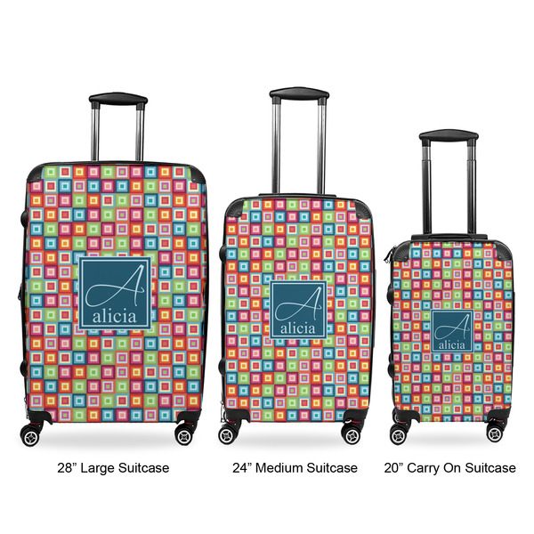 Retro Squares Luggage Bags all sizes - With Handle