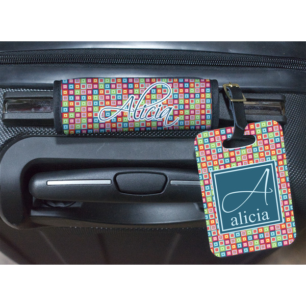 Retro Squares Luggage Wrap & Tag
