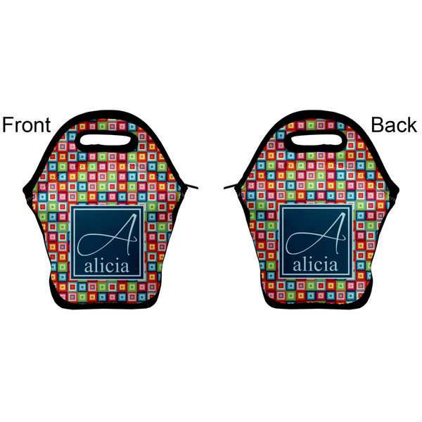 Retro Squares Lunch Bag - Front and Back