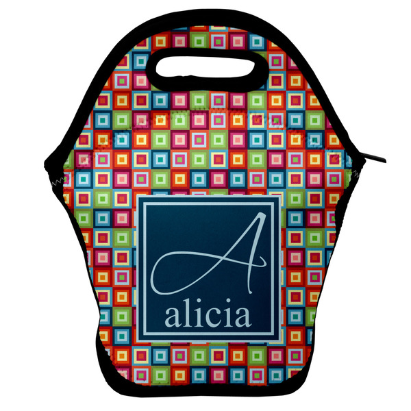 Custom Retro Squares Lunch Bag w/ Name and Initial