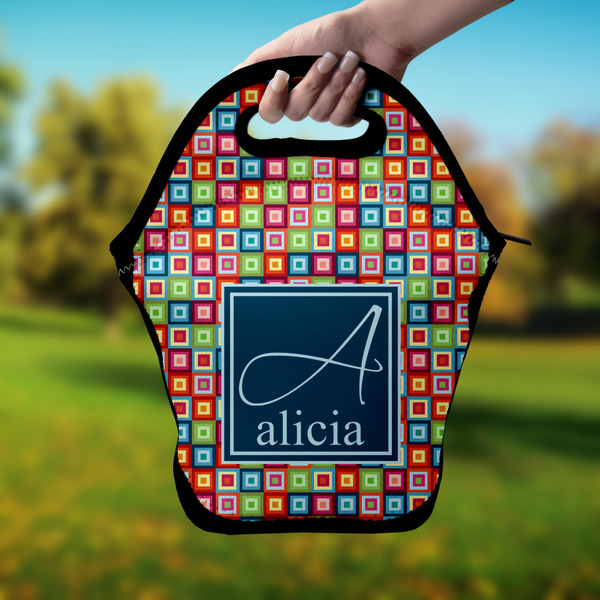 Retro Squares Lunch Bag - Hand