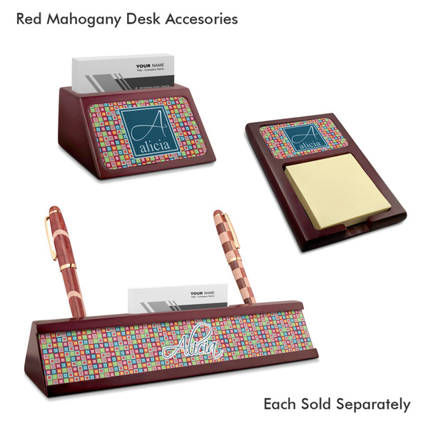 Retro Squares Mahogany Desk Accessories