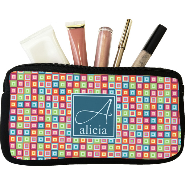 Custom Retro Squares Makeup / Cosmetic Bag (Personalized)