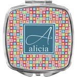 Retro Squares Compact Makeup Mirror (Personalized)