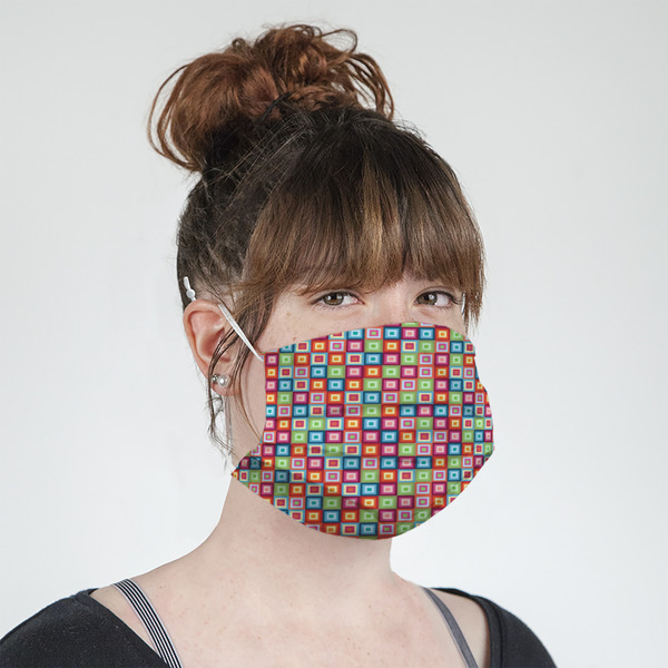 Retro Squares Mask - Quarter View on Girl