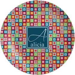 Retro Squares Melamine Plate (Personalized)