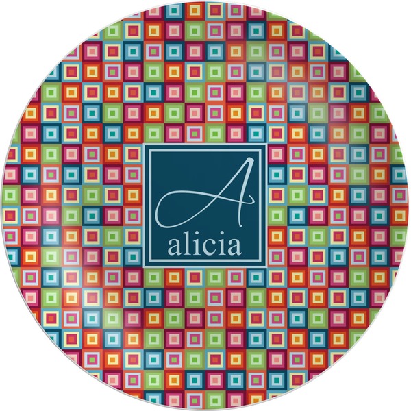 Custom Retro Squares Melamine Plate (Personalized)