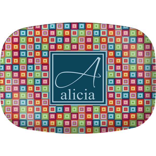 Custom Retro Squares Melamine Platter (Personalized)