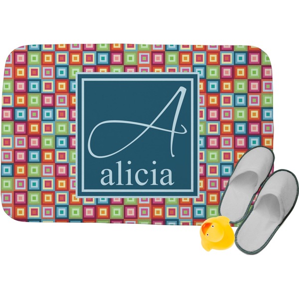 Custom Retro Squares Memory Foam Bath Mat (Personalized)
