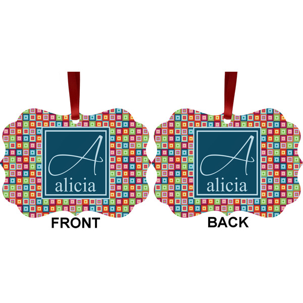 Retro Squares Metal Benilux Ornament - Front and Back (APPROVAL)