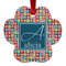 Retro Squares Metal Paw Ornament - Double Sided w/ Name and Initial
