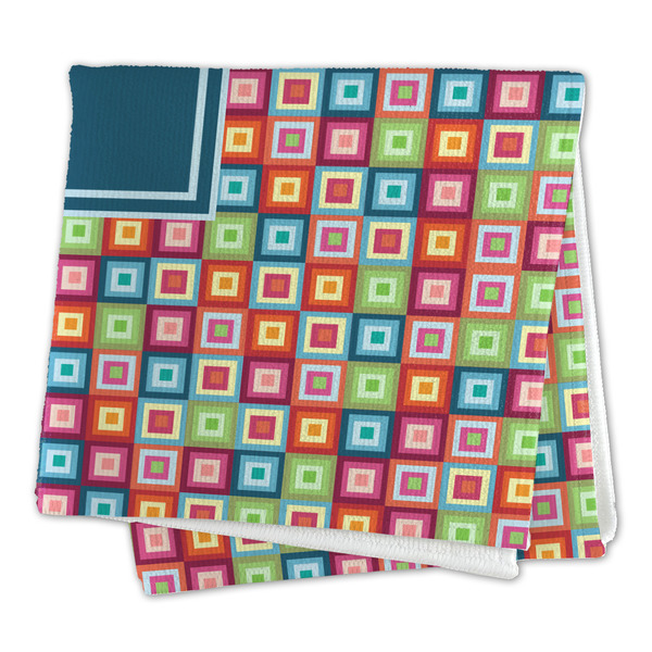 Retro Squares Microfiber Dish Rag - FOLDED (square)