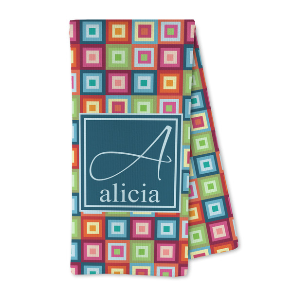Custom Retro Squares Kitchen Towel - Microfiber (Personalized)