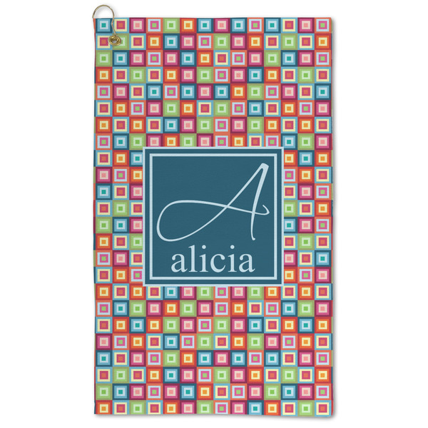 Custom Retro Squares Microfiber Golf Towel - Large (Personalized)