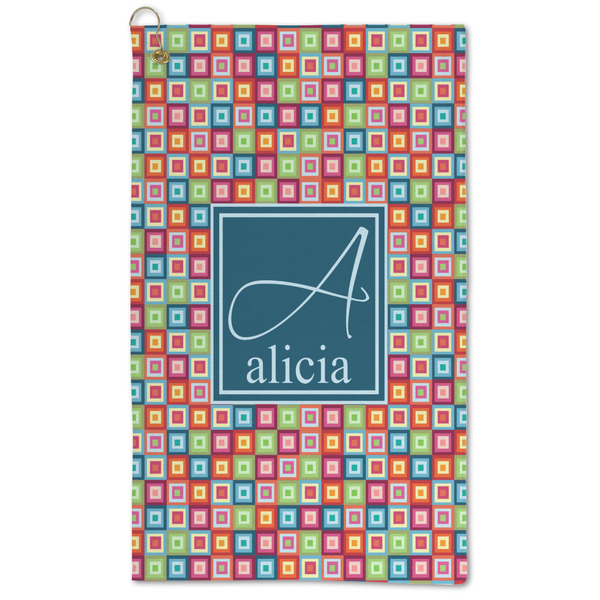 Custom Retro Squares Microfiber Golf Towel (Personalized)