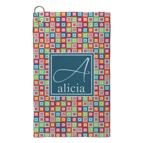 Custom Retro Squares Microfiber Golf Towel - Small (Personalized)
