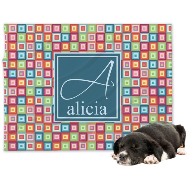 Custom Retro Squares Dog Blanket - Regular (Personalized)