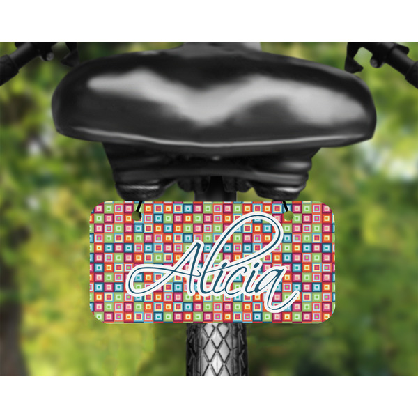 Retro Squares Mini License Plate on Bicycle - LIFESTYLE Two holes