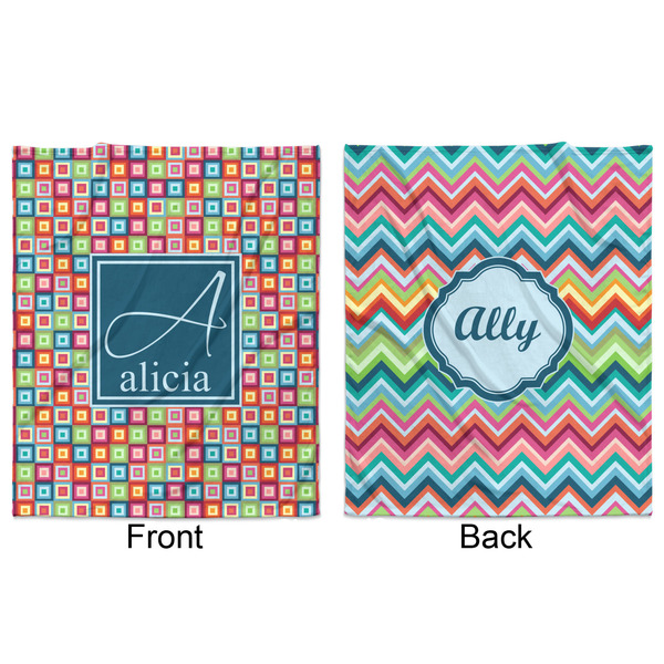 Retro Squares Minky Blanket - 50"x60" - Double Sided - Front & Back