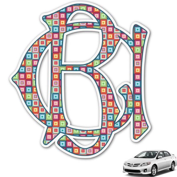 Custom Retro Squares Monogram Car Decal (Personalized)