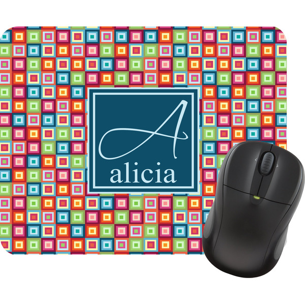 Custom Retro Squares Rectangular Mouse Pad (Personalized)