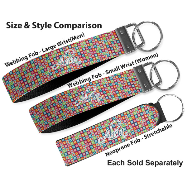 Retro Squares Multiple Key Ring comparison sizes