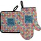 Retro Squares Oven Mitt & Pot Holder Set w/ Name and Initial