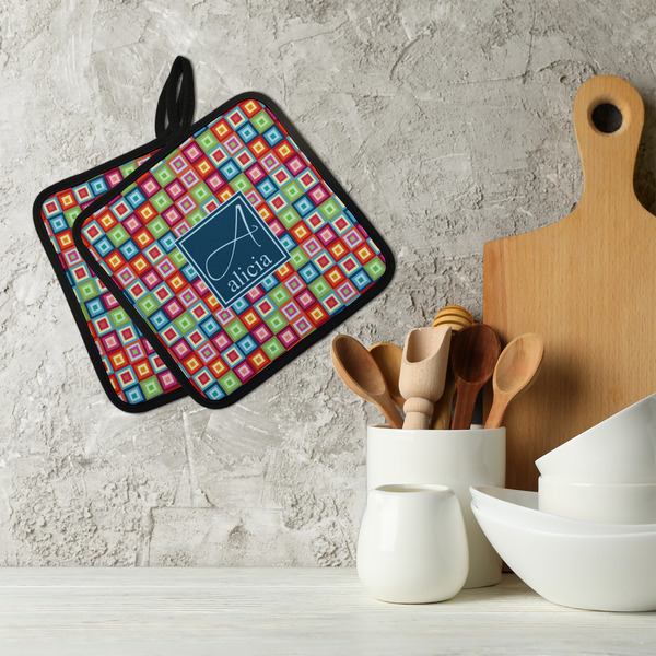 Retro Squares Neoprene Pot Holder - Set of 2  LIFESTYLE