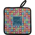 Retro Squares Pot Holder w/ Name and Initial