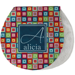 Retro Squares Burp Pad - Velour w/ Name and Initial