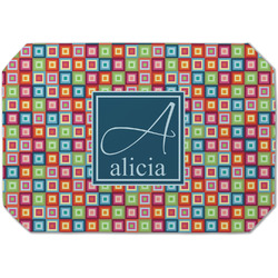 Retro Squares Dining Table Mat - Octagon (Single-Sided) w/ Name and Initial