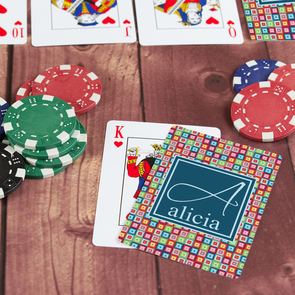 Retro Squares On Table with Poker Chips
