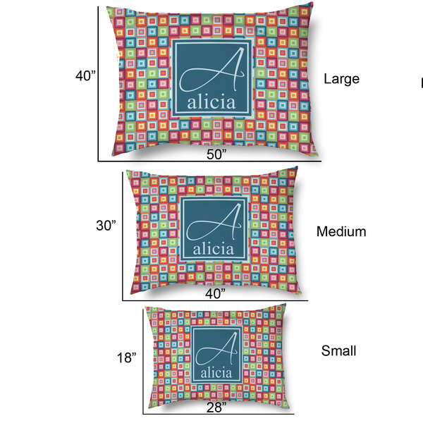 Retro Squares Outdoor Dog Beds - SIZE CHART