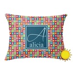 Retro Squares Outdoor Throw Pillow (Rectangular) (Personalized)