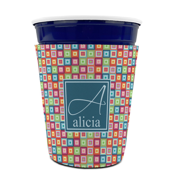 Retro Squares Party Cup Sleeves - without bottom - FRONT (on cup)
