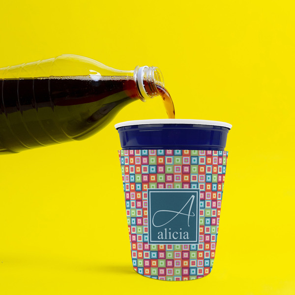 Retro Squares Party Cup Sleeves - without bottom - Lifestyle