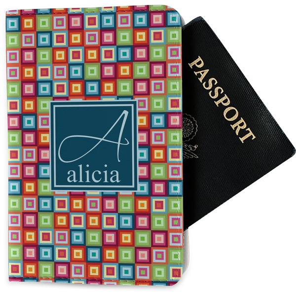Custom Retro Squares Passport Holder - Fabric (Personalized)