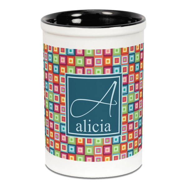 Retro Squares Pencil Holder - Black