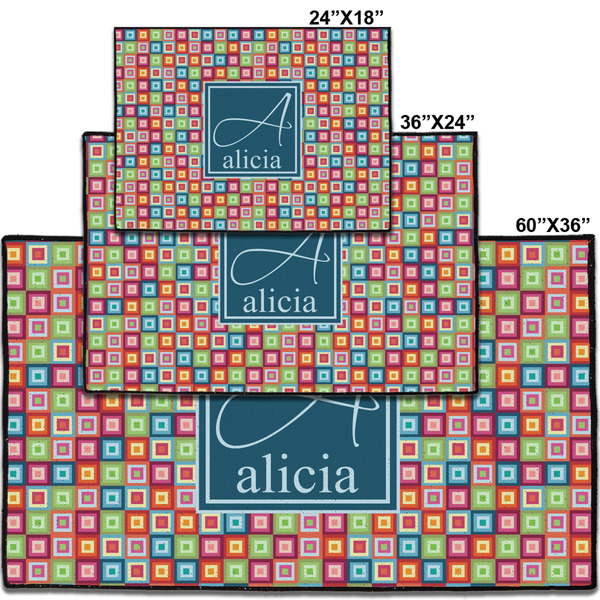 Retro Squares Personalized Door Mat - Group Parent IMF
