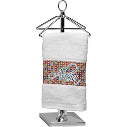 Retro Squares Cotton Finger Tip Towel (Personalized)