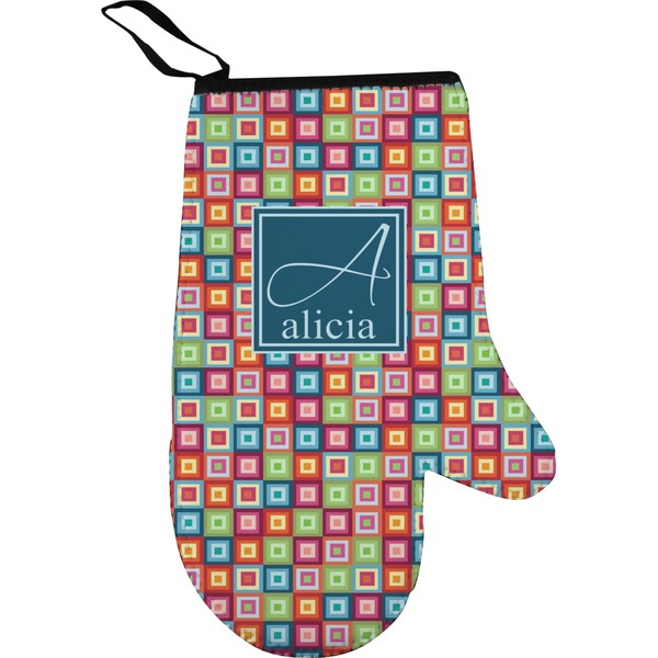 Retro Squares Personalized Oven Mitt